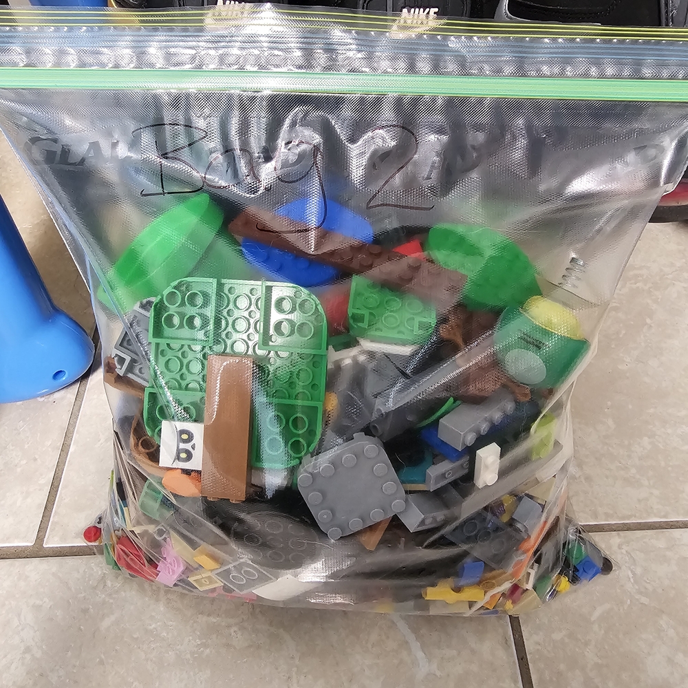 Bag of Assorted Building Toy Bricks - Green Accents